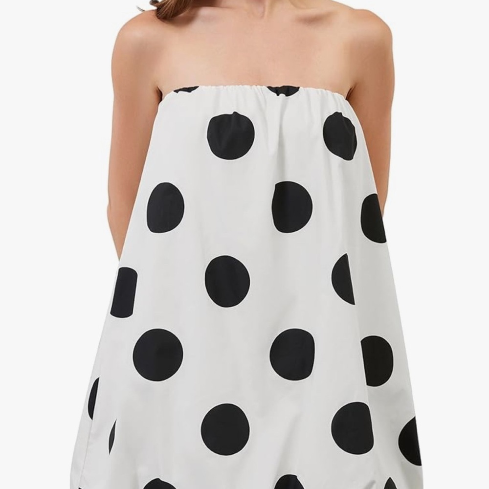 Black and White Polka Dot Strapless Dress